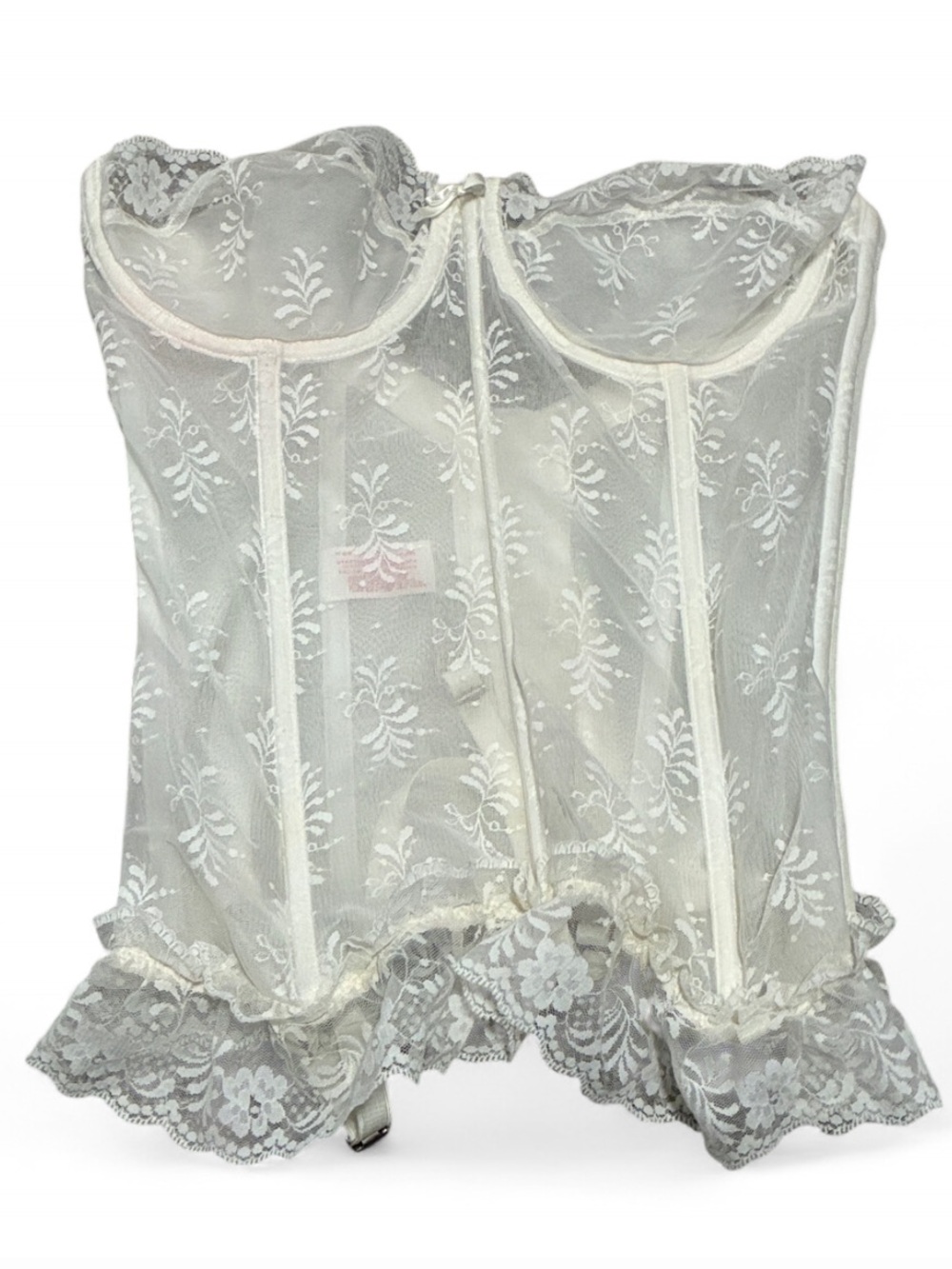 Vintage Lady Marlene Sheer Lace Trim Bustier Corset